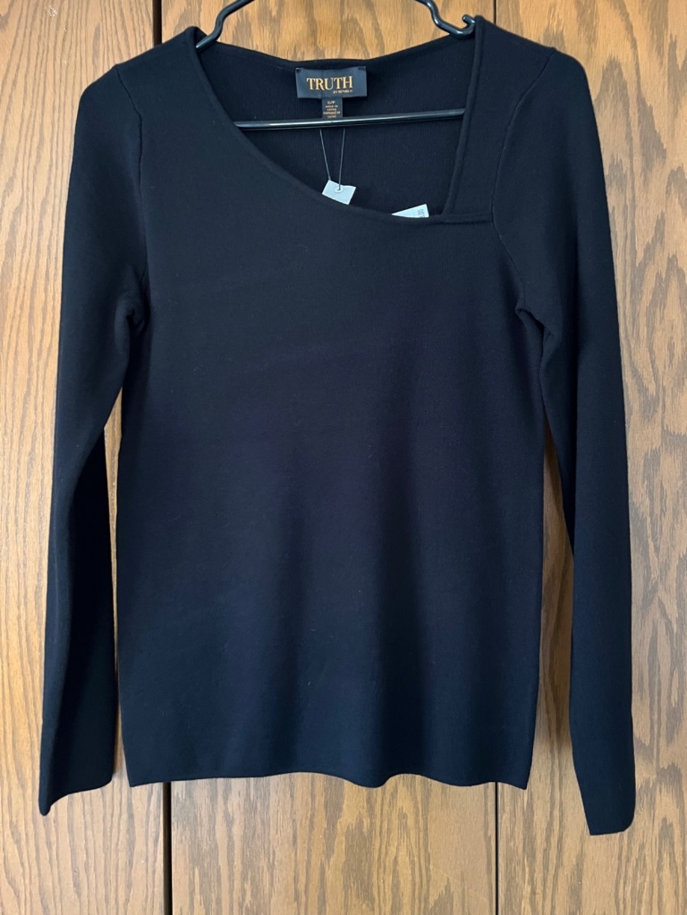 Truth Black Asymmetric Scoop Neck Knit Top